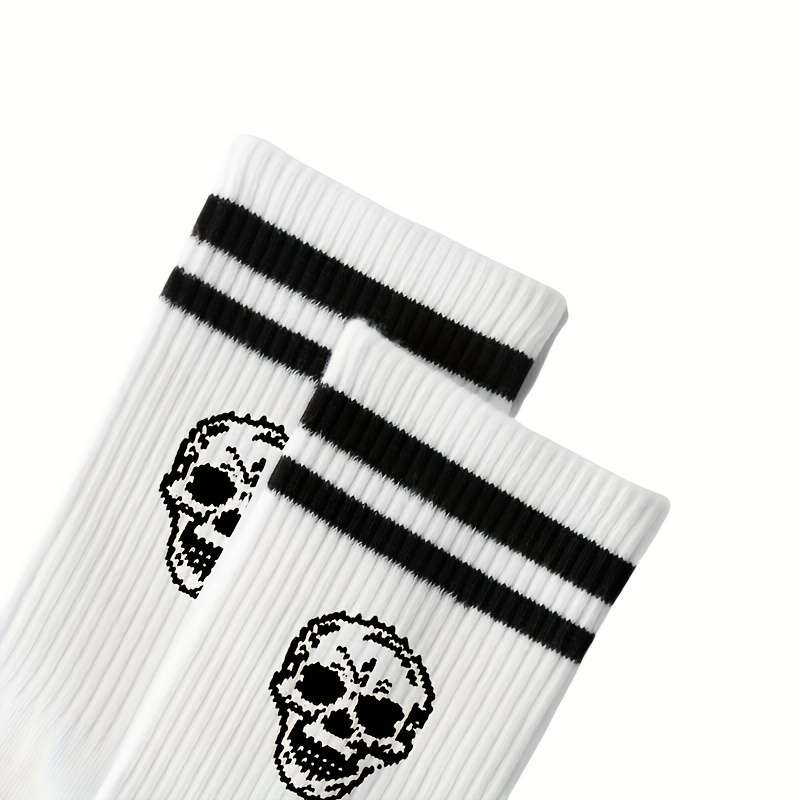 2 Pairs Black And White One Size High Elastic Socks