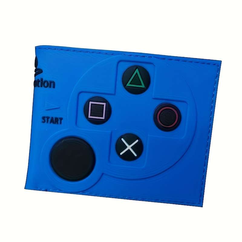 1pc One 11.5cm 4.53in PVC Trendy PS Game Controller Wallet Short Foldable Gaming Console Pattern Ca