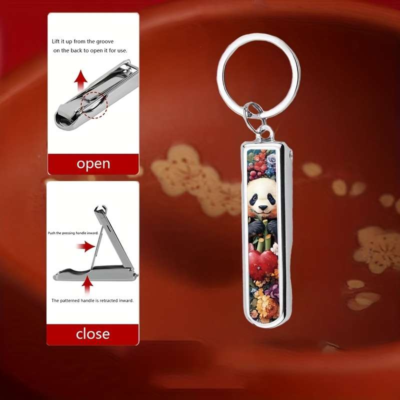 1pc Creative Panda Theme Multifunctional Folding Nail Clippers Suitable for Home Travel and D