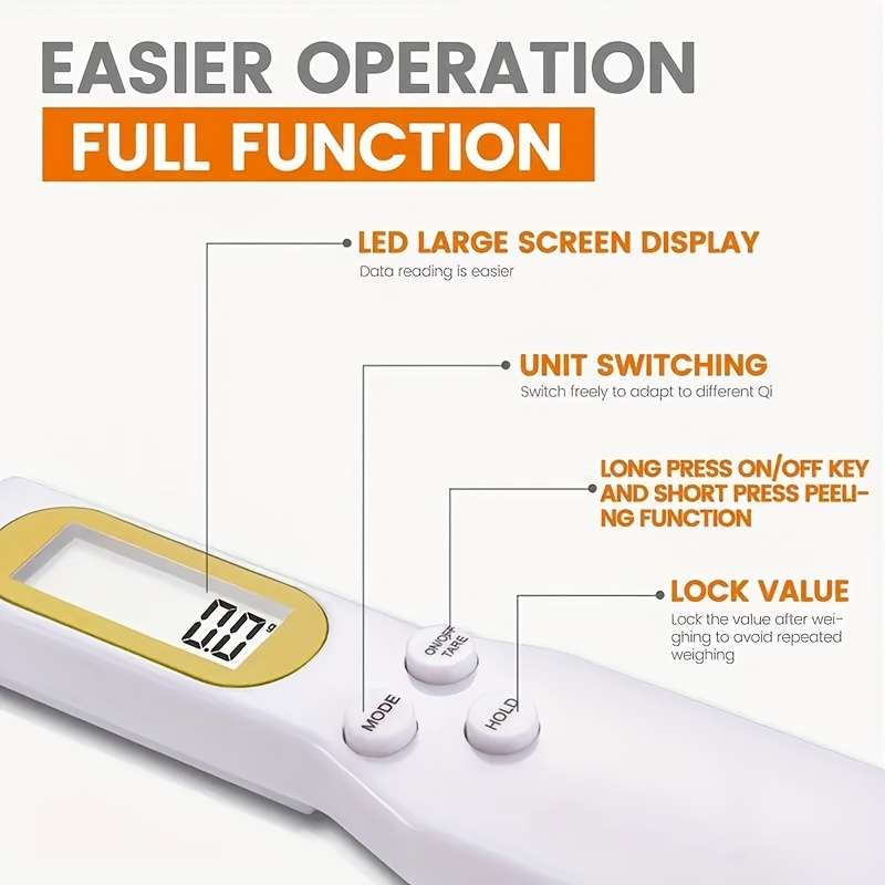 1pc AccuMeasure Digital Kitchen Scale Spoon Plastic LCD Display 0.1g-500g Precision Battery