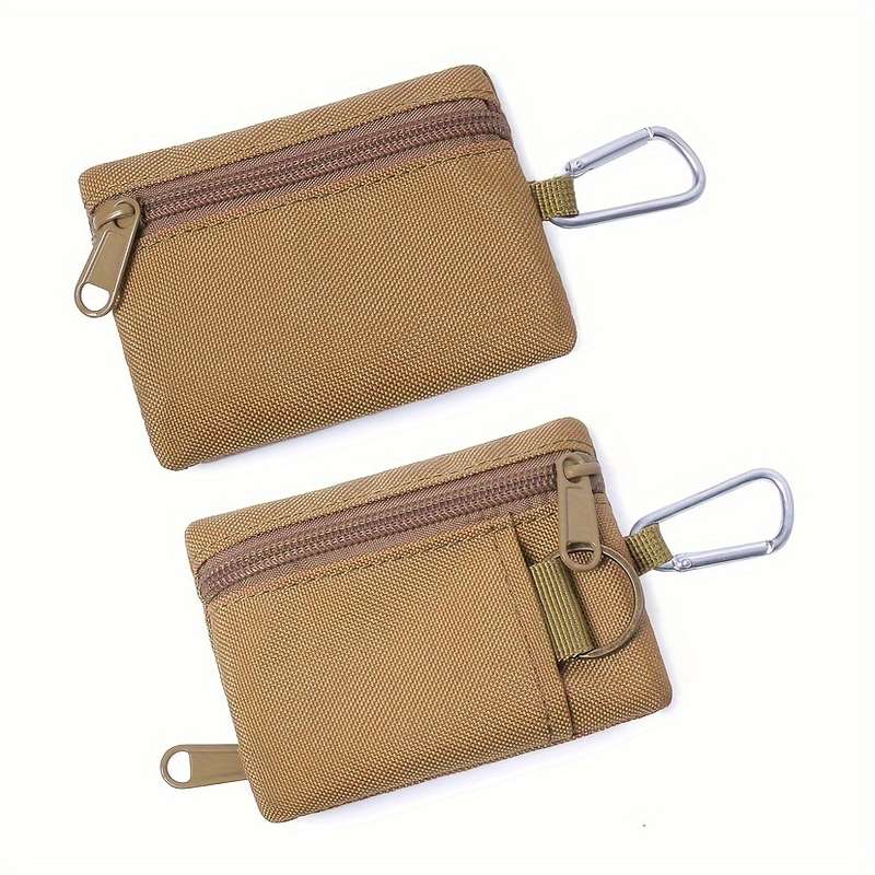 1pc Compact Nylon Travel Wallet with Carabiner ClipCredit Card Holder Coin Purse Durable Zipp