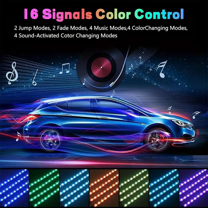 1pc  App Controlled RGB Car Ambient Lighting Kit 48LED USB-Powered Music Sync Footpa