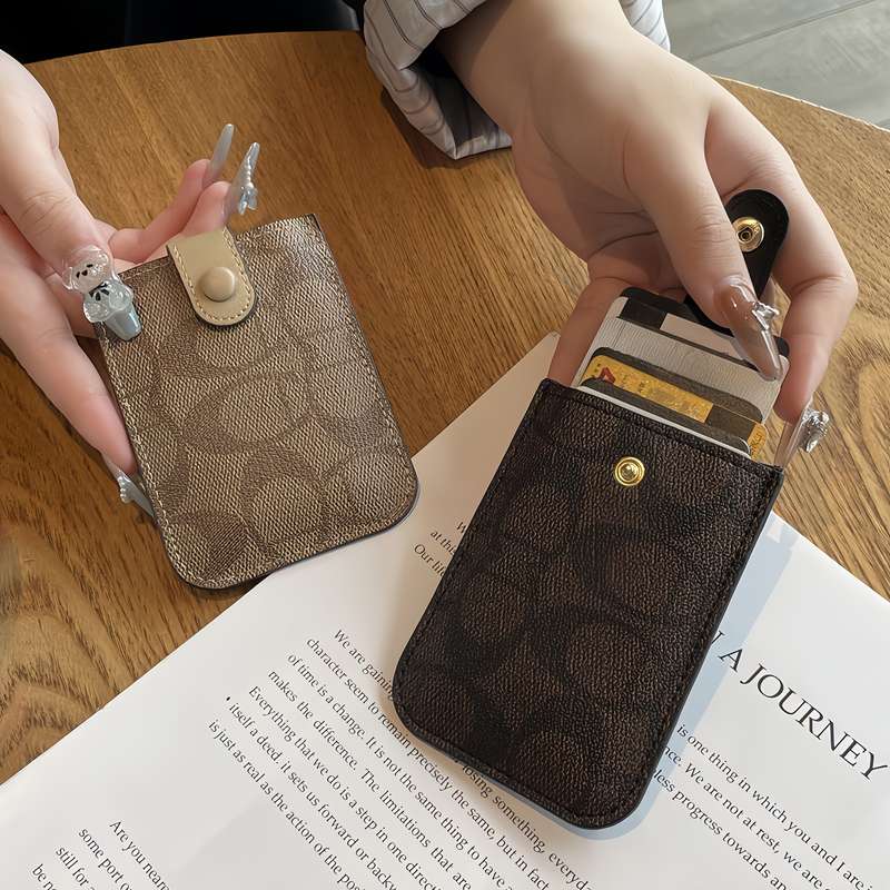 1pc Fashionable Women'S Slim Credit Card Holder Wallet Multi-Card Slot Design Stylish Polyeste