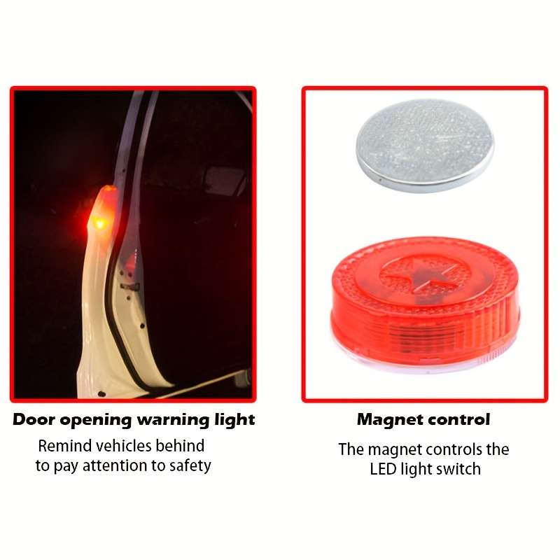 4pcs of Warning Lights for Car Doors Red Light LED Lights Automotive Warning Light