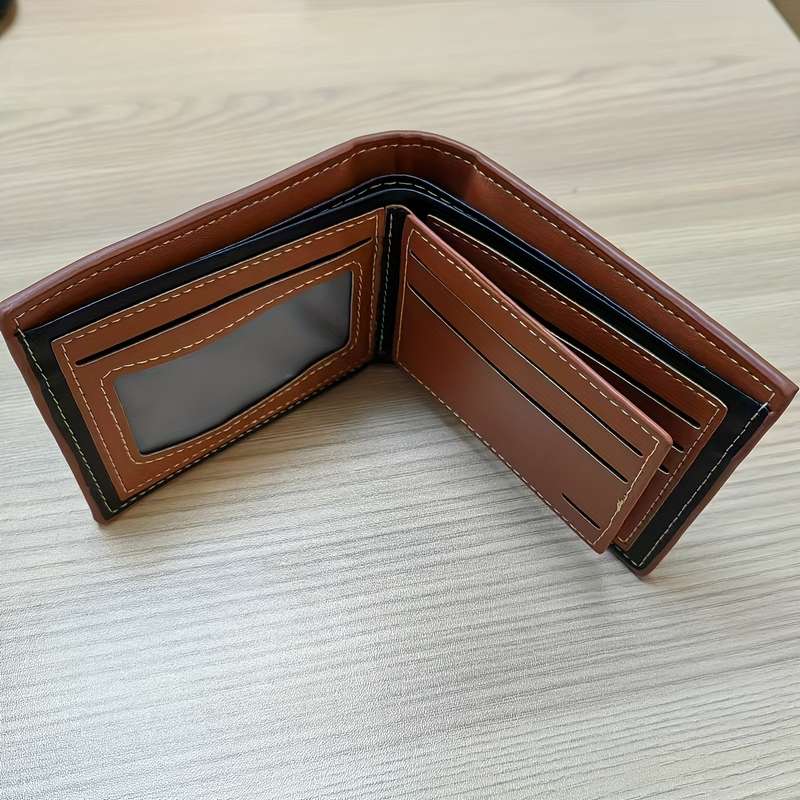 1pc Men's Vibrant Yellow Green Red Leaf WalletStylish Bifold Design with Glossy Finish Perfe