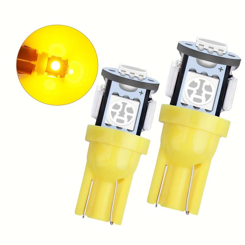 2pcs Amber LED Car Turn Signal Bulbs High Brightness Decoding T10 W5W LED A Grade 505