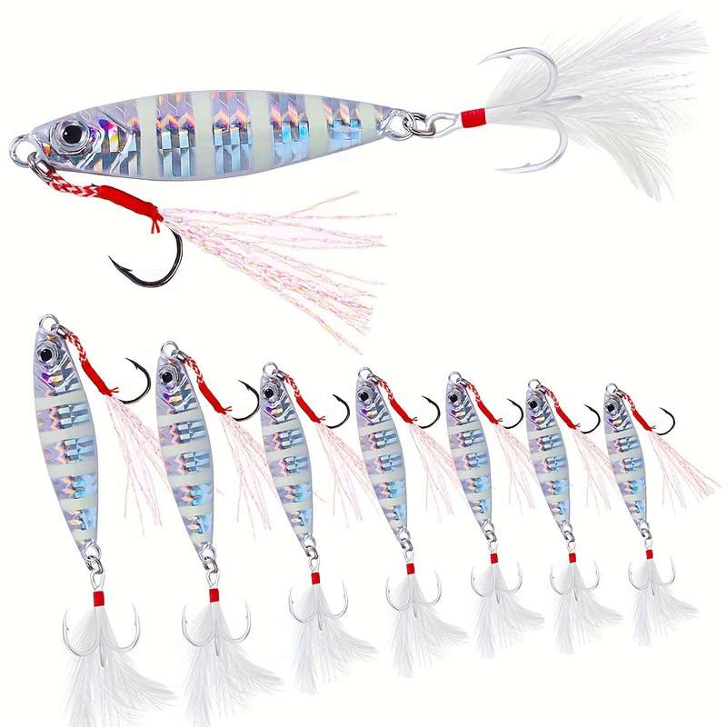 1pc Glow-in-the-Dark Lead Fishing Lure Hard Bait Metal Hook Feathered Hook 8.8cm-61.1g