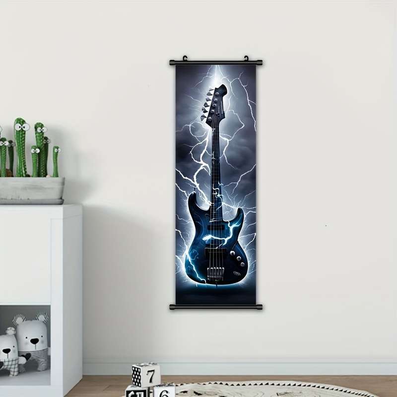 1pc  Electric Guitar Canvas Wall Art Modern Framed Poster for Living Room Bedroom Office Dec