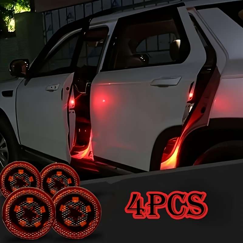 4pcs of Warning Lights for Car Doors Red Light LED Lights Automotive Warning Light