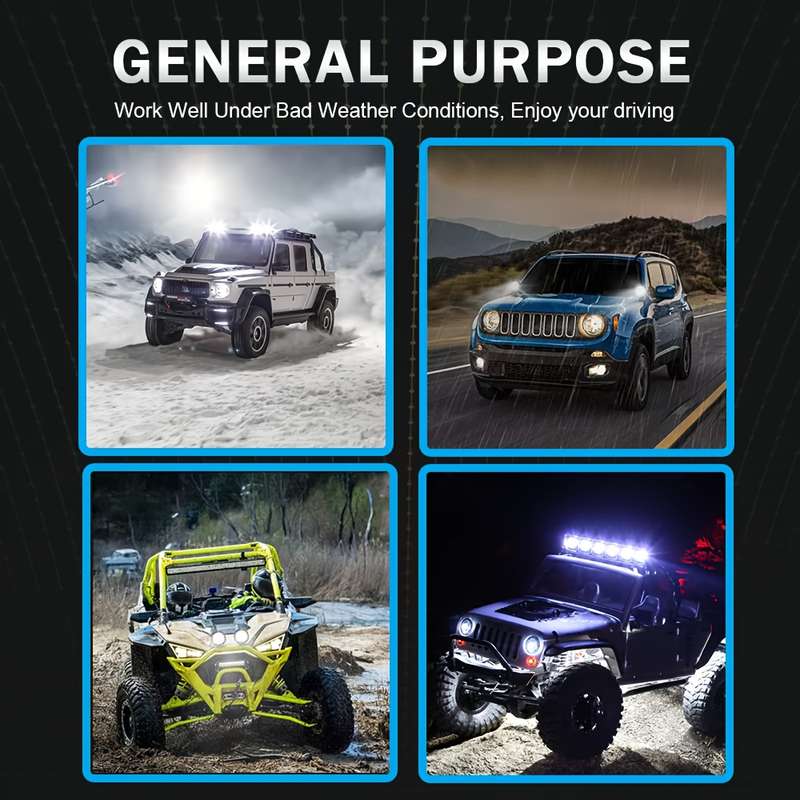 2pcs White 3-Inch LED Work Lights Spotlight for 4X4 Off-Road Motorcycles Cars Dune