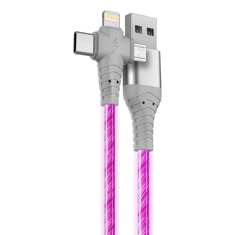1pc 100cm Light Up USB for iPhone Fast Charging Cable LED Charging Cord USB A Flowing Cord 3I