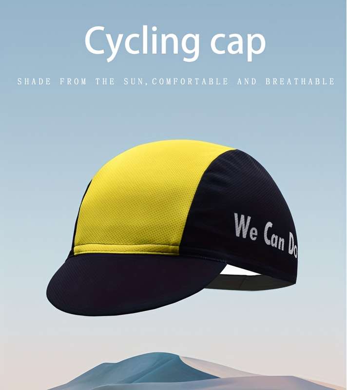 1pc Men'S Yellow Black Cycling Cap Windproof Sun-Protective Soft Shell Outdoor Sports Hat wit
