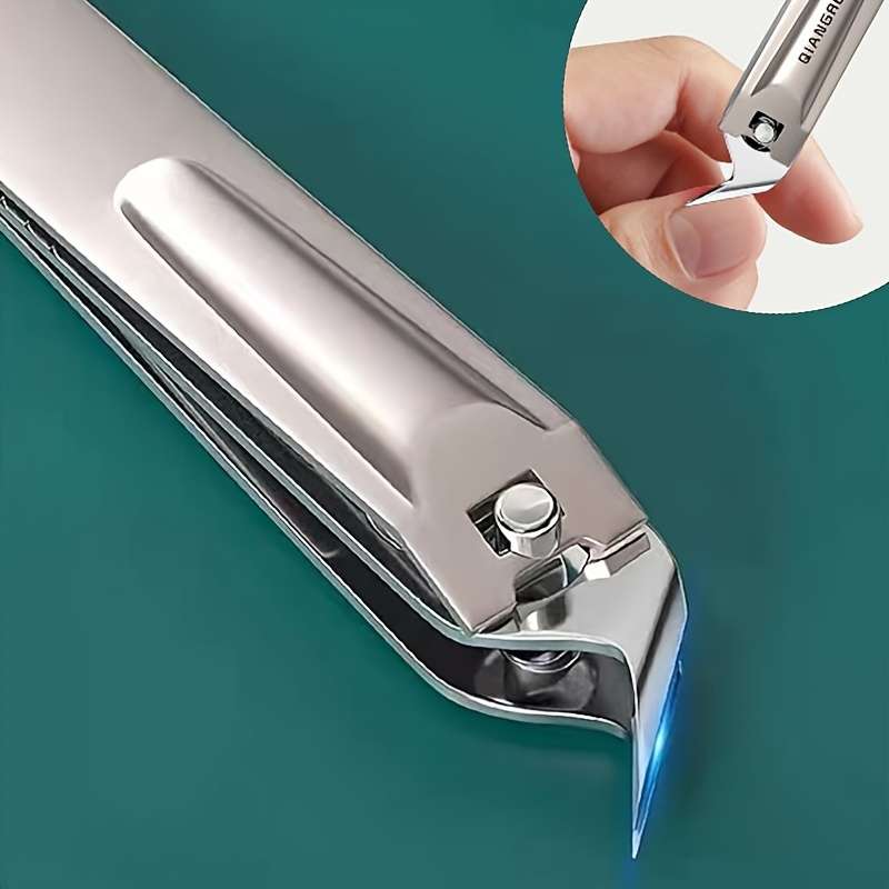 1pc Nail Clippers Stainless Steel Straight Blade Anti-Displacement Design Unisex Nail Trim