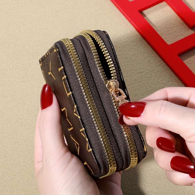 1pc Classic Large Capacity Wallet with Zipper Multi-Card Slots and Coin Pocket Durable Brown