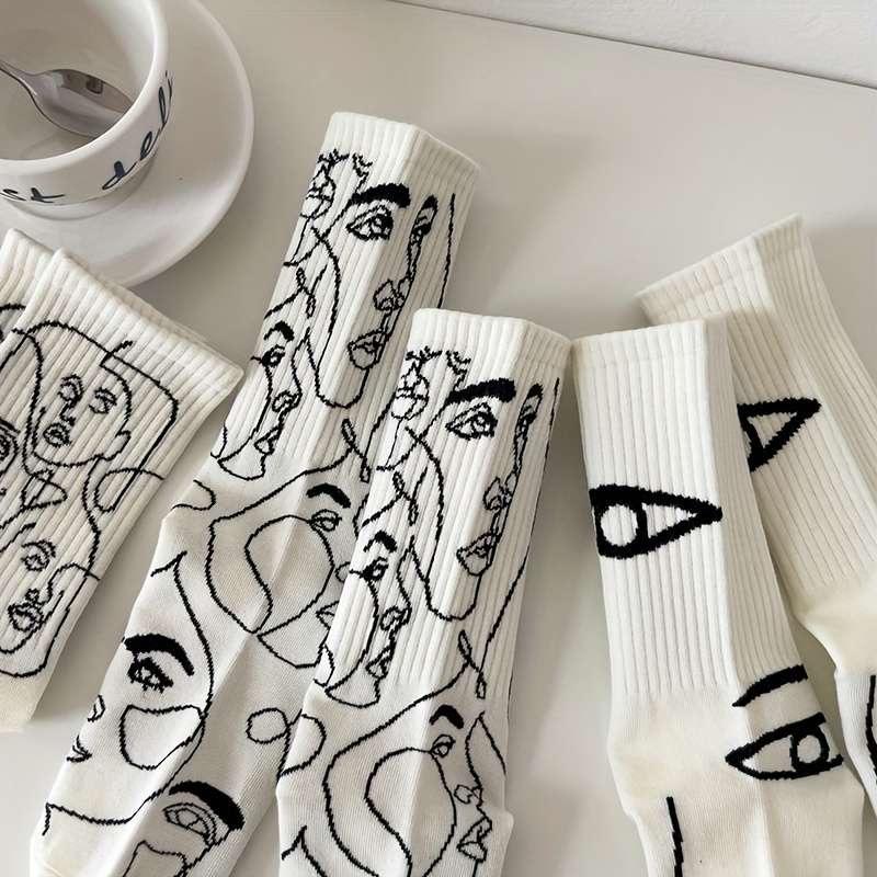 3 Pairs Black Mix One Size High Elastic Socks
