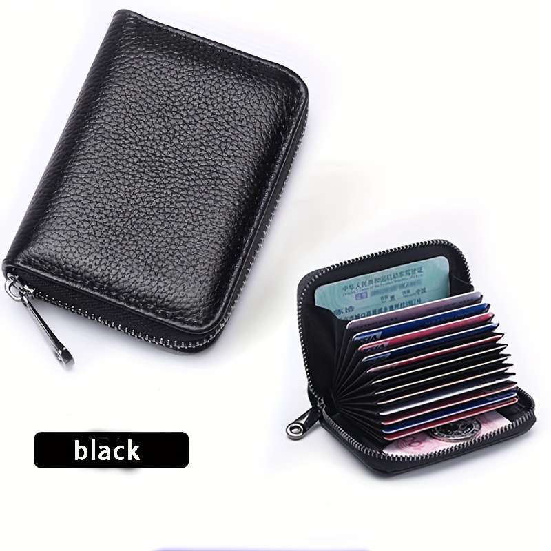 1pc Faux Leather Zipper Wallet with Multiple Card Slots Large Capacity Business Style Black Tex