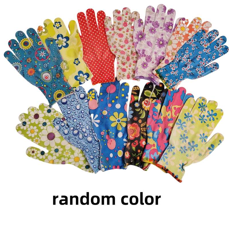 5 Pairs Flower Leopard Texture Size L Household Cleaning Gloves