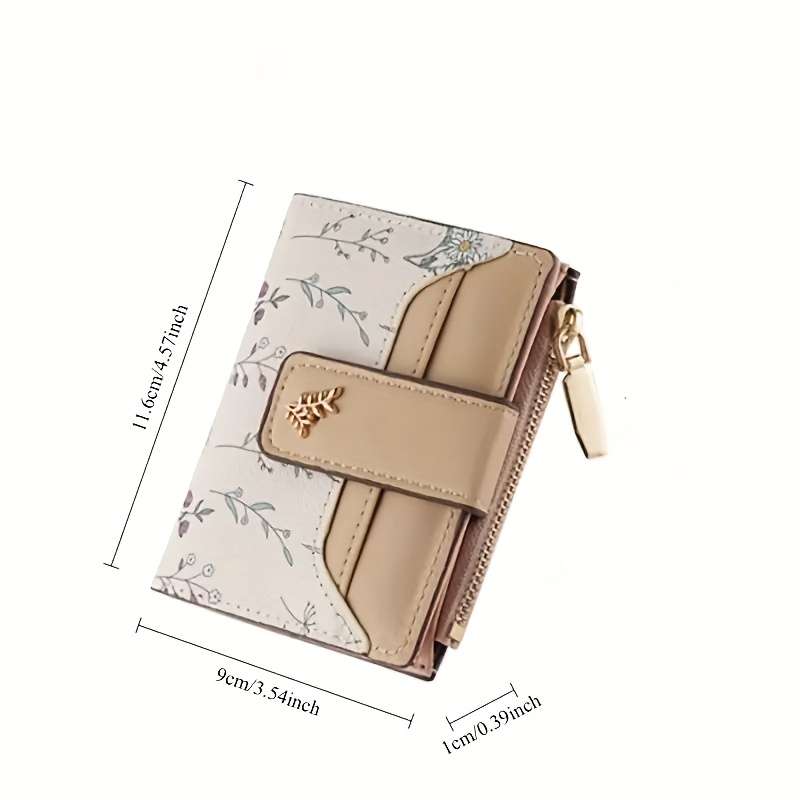 1pc Chic Floral Wallet for GirlsCompact Multi-Card Holder with Zippered Coin Purse Spring