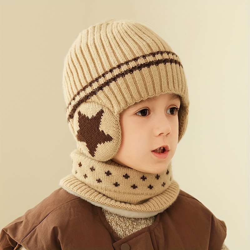 Winter Hat Color Five Star Ear Protection Set Navy Blue