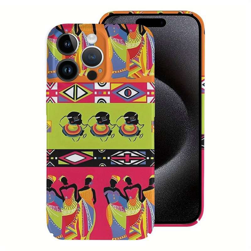 1Pc White For iPhone 15 Colorful African Princesses Phone Case