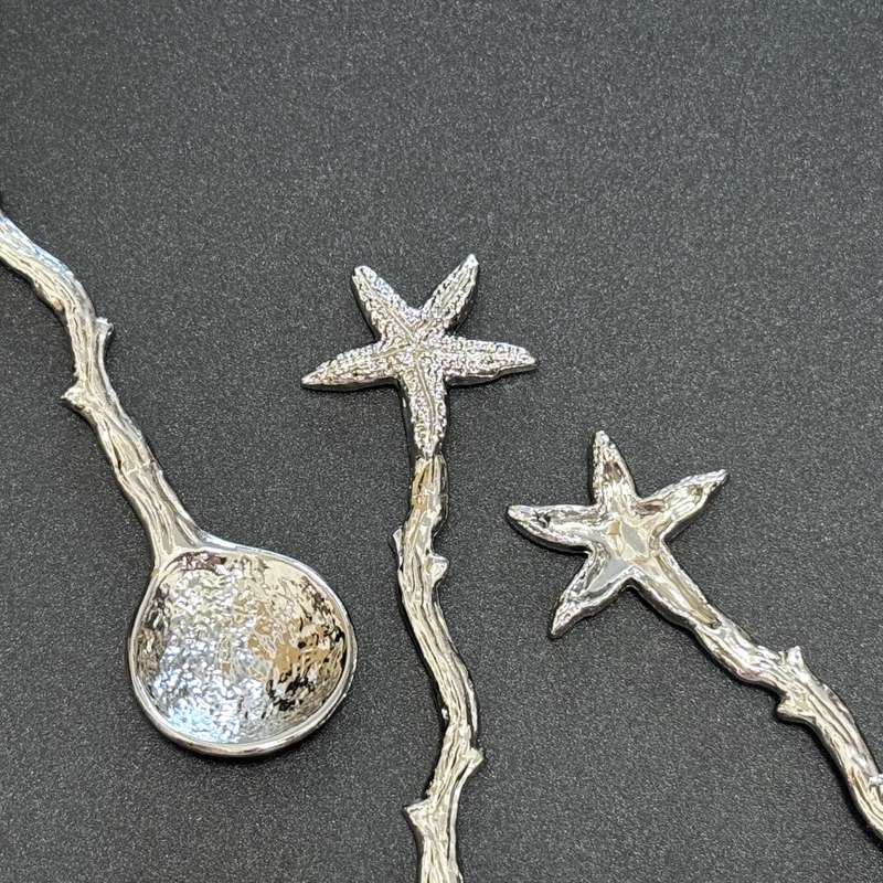 6pcs Small Spoons With Golden Starfish Design Perfect Dessert Utensils For Beach Weddings P