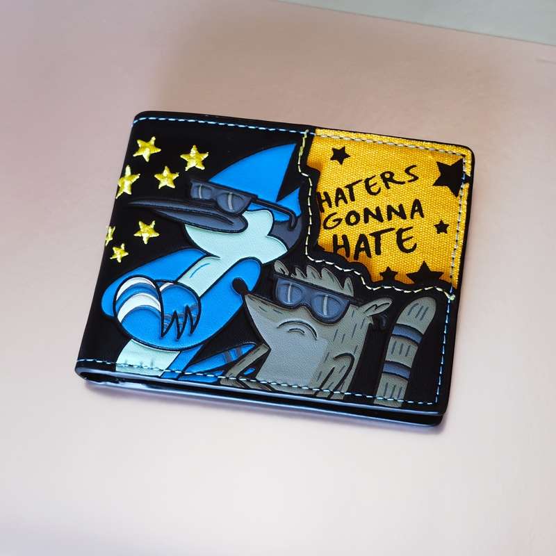 1pc INWEIAI High-Quality 3D Embossed Cartoon WalletStylish Black Faux Leather Card Holder with C