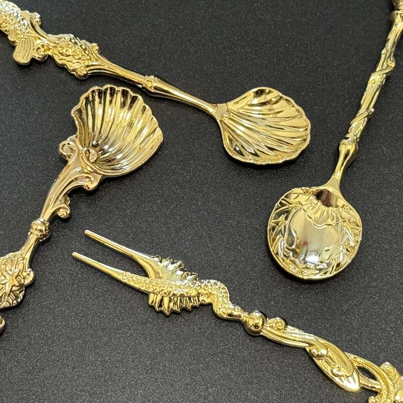 4pc Gorgeous Vintage Style Cake Ice Cream Coffee Spoon Fork Set Perfect For Outdoor Dessert T