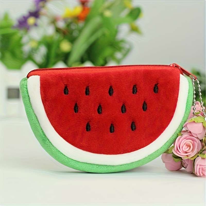 1pc Watermelon Plush WalletWomen'S Lightweight Fashion Wallet with KeychainIdeal Birthday Gif