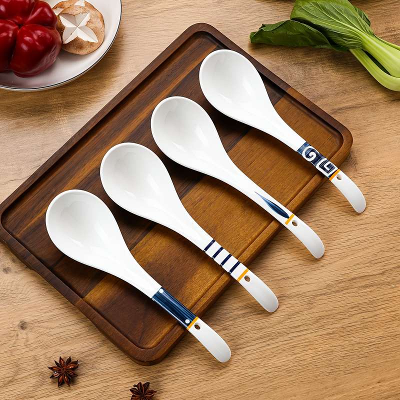 1pc Soup Spoon Rice Spoon Japanese Extra Large Ceramic Spoon Durable and Stylish Kitchen Tabl