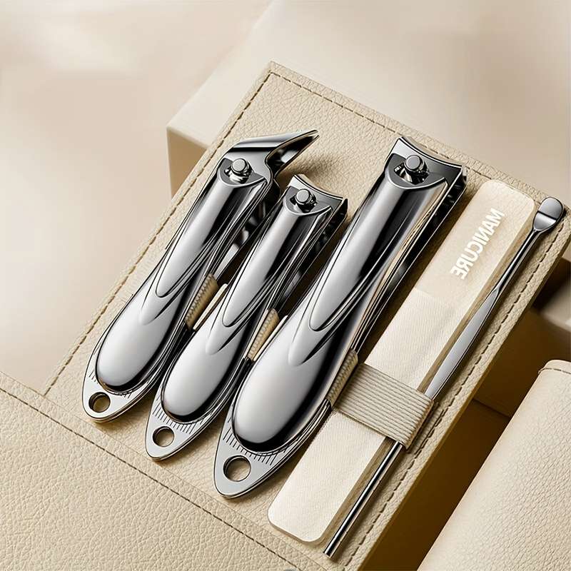 5pcs set Stainless Steel Nail Clipper Set with Nanoscale Glass Nail File Suitable for Thick Nai