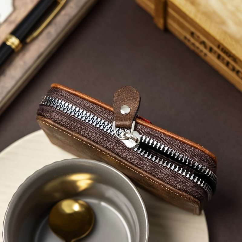 1pcNew retro zipper multi-slot coin change and credit card bag color-matching design classic and dur