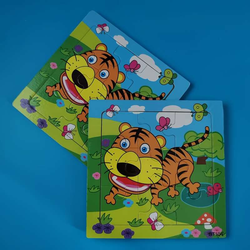 1pc Fun animal puzzle tiger wooden puzzle Great Gifts