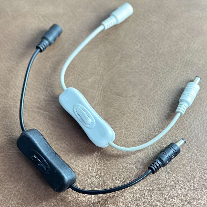 1pc 12V DC Power Switch Cable with Male Female DC Connectors 5.5x2.1mm Switch Extension Power