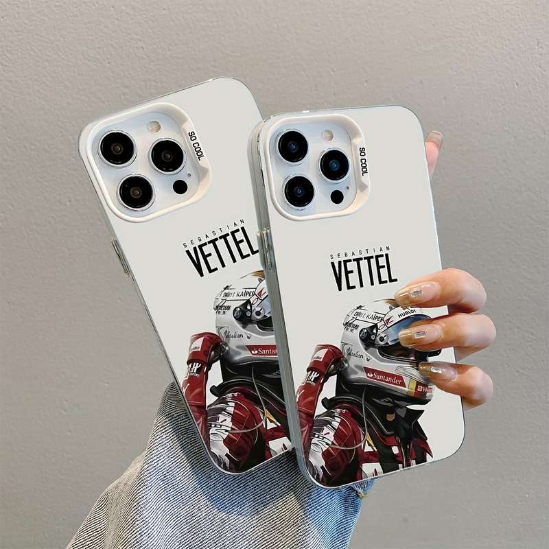 1Pc Mixed Color For iPhone 16 Pro Racing Driver Helmet Phone Case