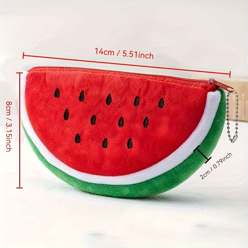1pc Watermelon Plush WalletWomen'S Lightweight Fashion Wallet with KeychainIdeal Birthday Gif