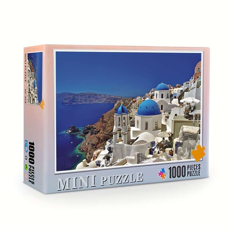 1000 Pieces 38x26cm Mini Santorini Aegean Sea Jigsaw Puzzle For Adults