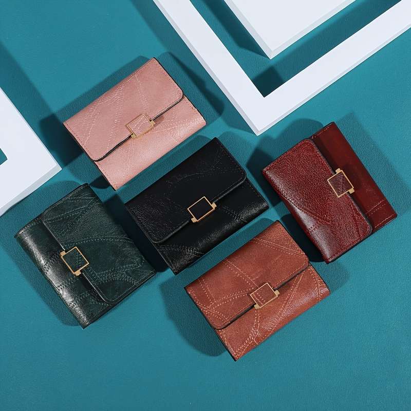 1pc Vintage Style Mini Wallets for Women5 Stylish Purses with Snap Closure Nylon Lining and Sl