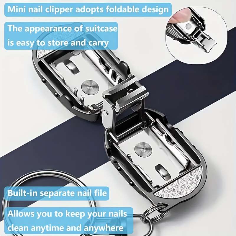 1pc Stainless Steel Nail Clipper with Built-In File Portable Durable Fingernail Cutter for M
