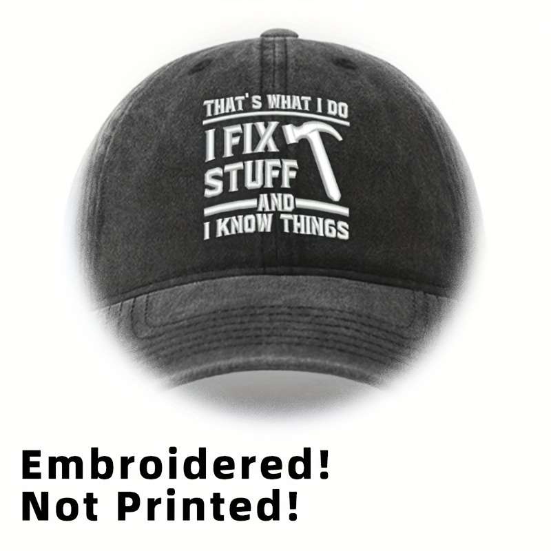 1pc Unisex Cotton Baseball Cap with I FIX STUFF Embroidery Lightweight Breathable Adjustable