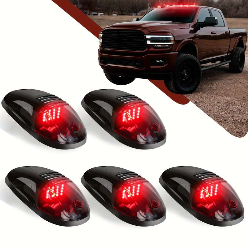 5pcs Red 12V LED Smoke Cab Roof Running Top Marker Light Bulb Assembly Replacement f