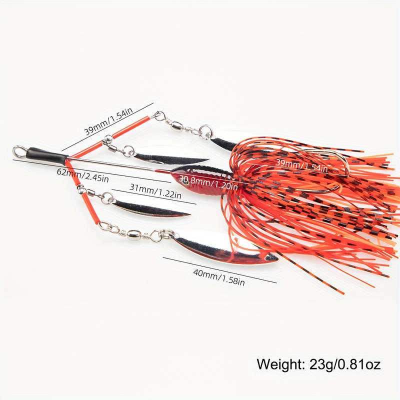 1pc 23g Buzzbait Lure Lead Jig Head Silicone Skirt Rubber Fishing Jigs with Rubber Skirt Lures