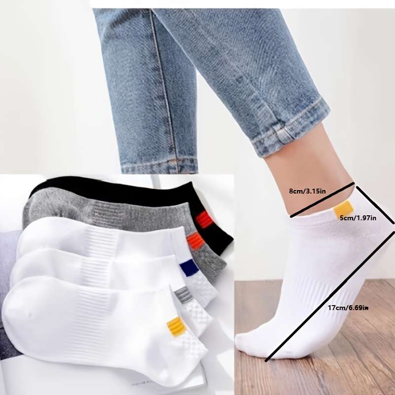 5 Pairs Boat Socks Color Mark One Size High Elastic Socks