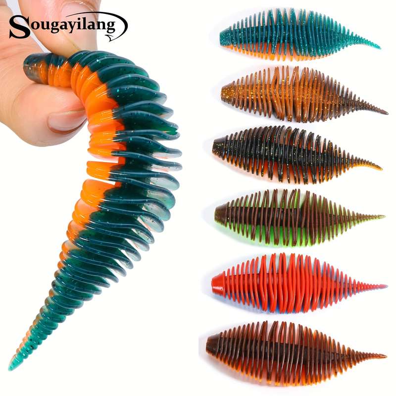 3pcs 7.5cm Soft Fishing Lures Lifelike Artificial Swimbait with Realistic Segmented Body 6 Vibrant C