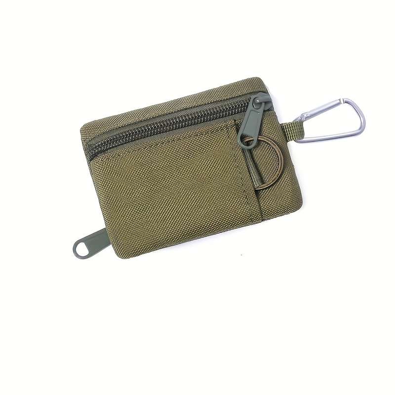 1pc Compact Nylon Travel Wallet with Carabiner ClipCredit Card Holder Coin Purse Durable Zipp