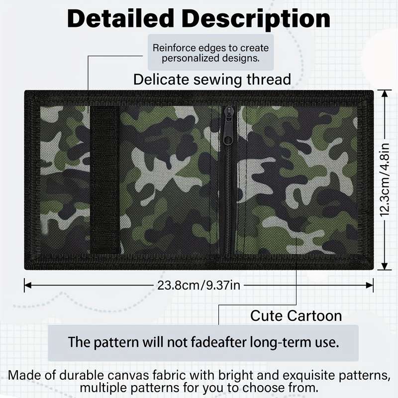 1pc Men'S Camouflage Green Nylon Wallet Casual Style Triple Fold Coin Purse with ID Card Holder a
