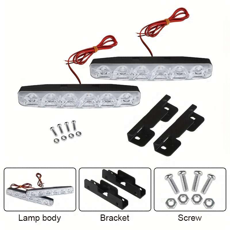 2pcs Set car daytime light High Power 6W 12V 6000K LED Daylight Driving Daytime Lamp