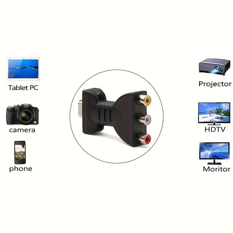 1 Pack Hdtv To 3 Rca Audio Video Av Component Converter
