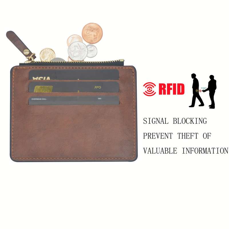 1pc Men's Wallet Ultra-thin Wallet Front Pocket Simple Faux Leather RFID Shielding Genuine Faux Lea