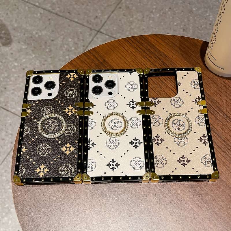1Pc White For iPhone 16 Flower Belt Ring Holder Phone Case
