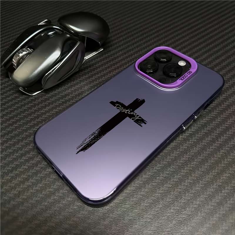 1Pc Mixed Color  For iPhone 16 Plus Cross Pattern Phone Case